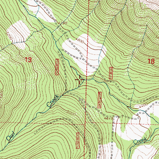 Topographic Map of Red Owl Creek, MT