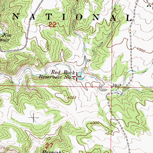 Topographic Map of Red Rock Reservoir Number One, MT