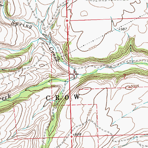 Topographic Map of Red Spring Creek, MT