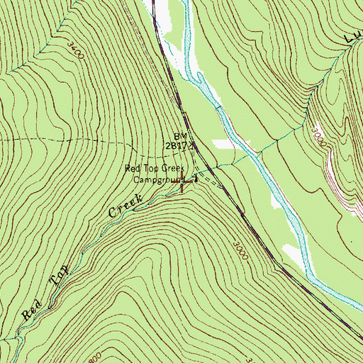 Topographic Map of Red Top Creek Campground, MT