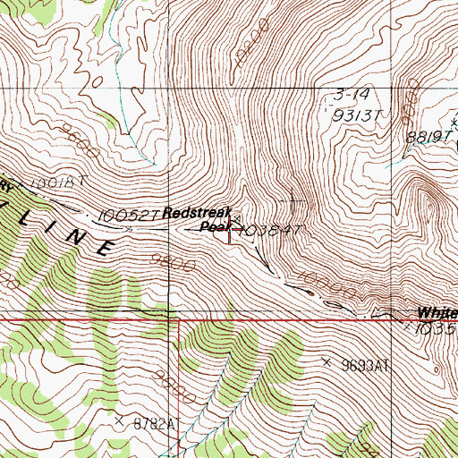Topographic Map of Redstreak Peak, MT