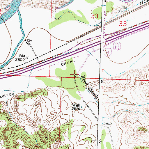Topographic Map of Reed Creek, MT