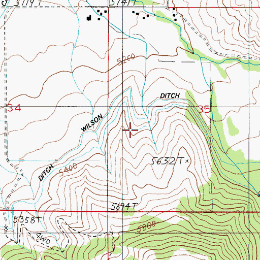 Topographic Map of Reese Ditch, MT