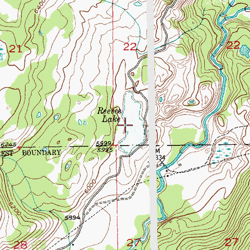 Topographic Map of Reeves Lake, MT