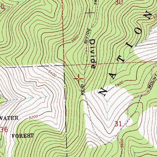 Topographic Map of Reid Divide Trail, MT