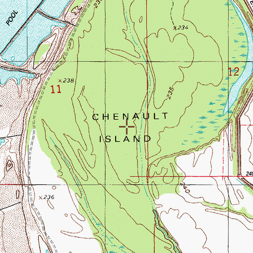 Topographic Map of Chenault Island, AR