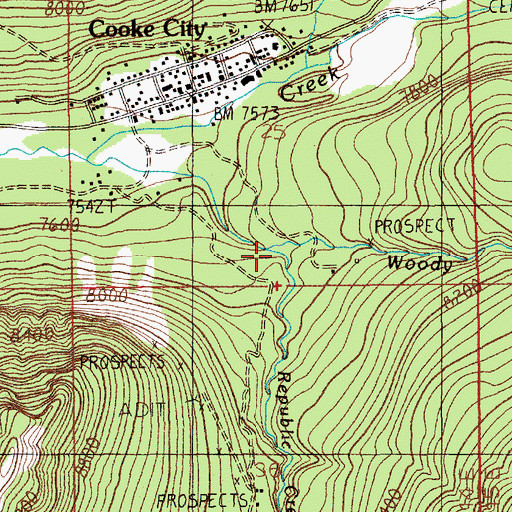 Topographic Map of Republic Creek, MT