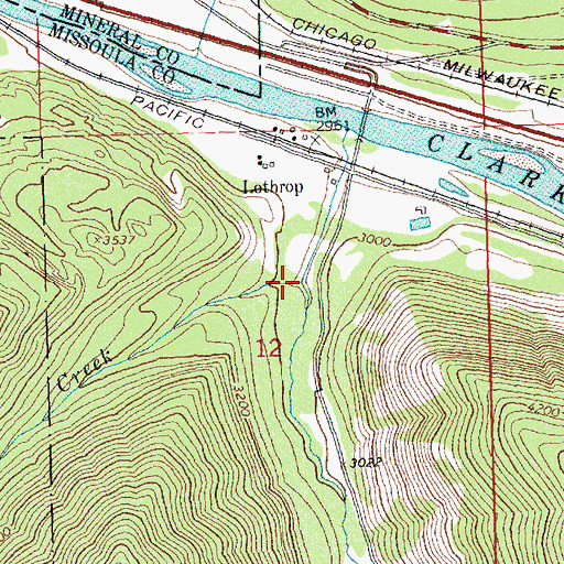 Topographic Map of Reservoir Creek, MT