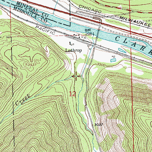 Topographic Map of Reservoir Creek, MT