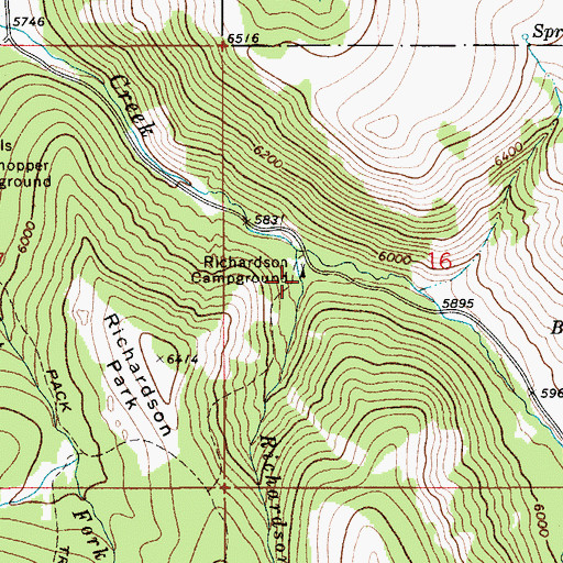 Topographic Map of Richardson Campground, MT