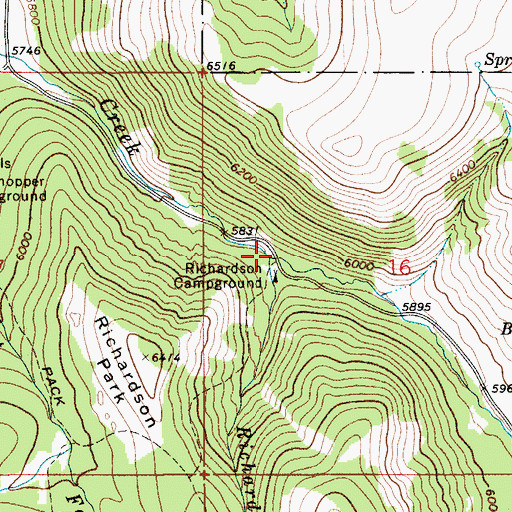 Topographic Map of Richardson Creek, MT