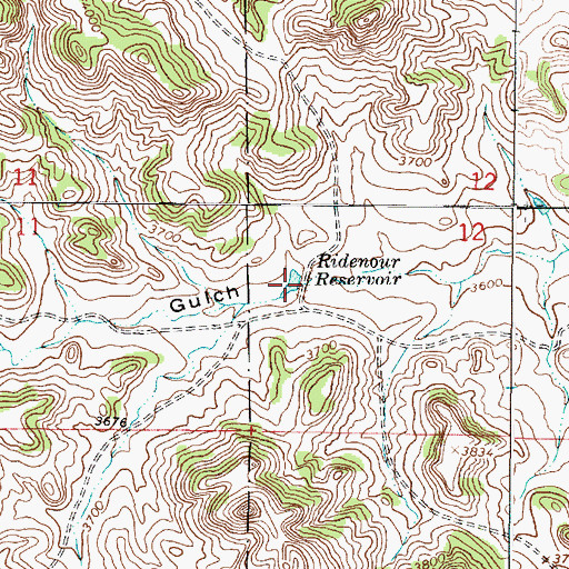 Topographic Map of Ridenour Reservoir, MT