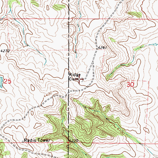 Topographic Map of Ridge Cemetery, MT