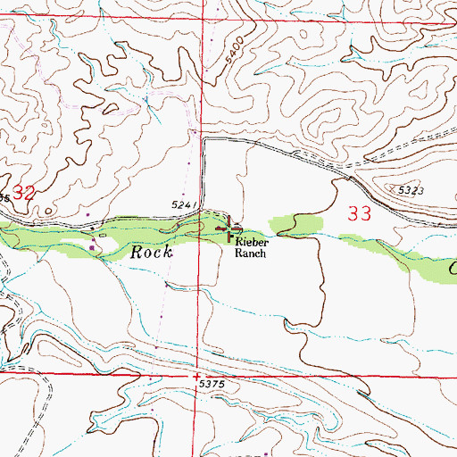 Topographic Map of Rieber Ranch, MT