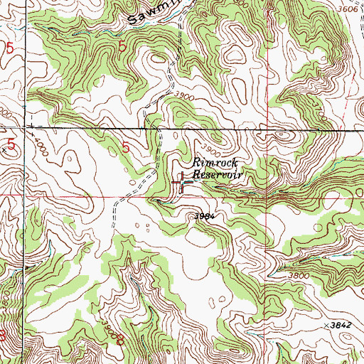 Topographic Map of Rimrock Reservoir, MT