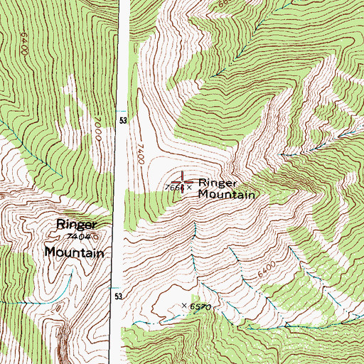 Topographic Map of Ringer Mountain, MT