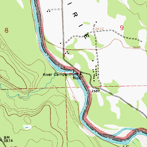 Topographic Map of River Campground, MT