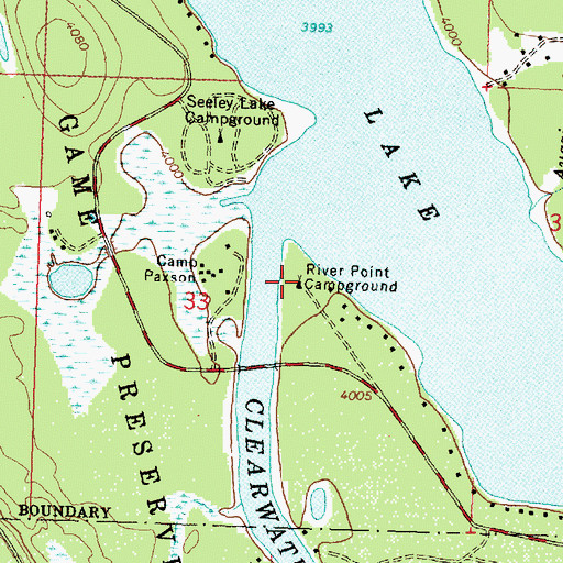 Topographic Map of River Point Campground, MT