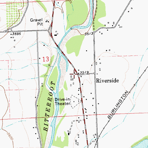 Topographic Map of Riverside, MT