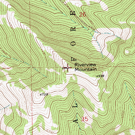 Topographic Map of Riverview Mountain, MT