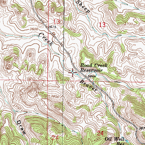 Topographic Map of Road Creek Reservoir, MT