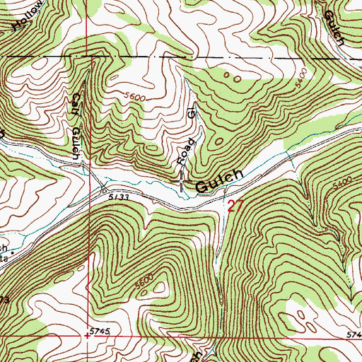 Topographic Map of Road Gulch, MT