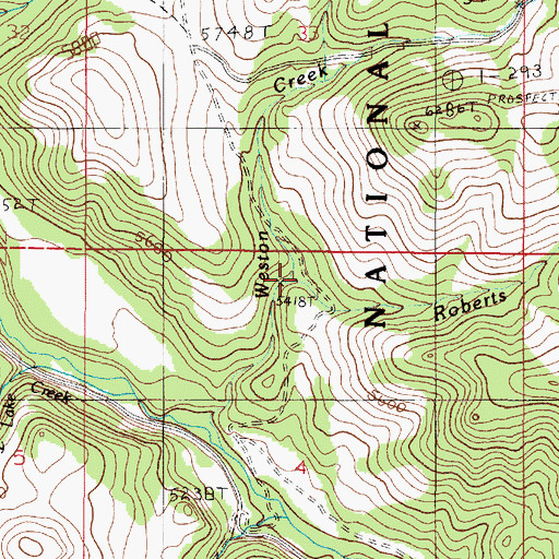 Topographic Map of Roberts Creek, MT