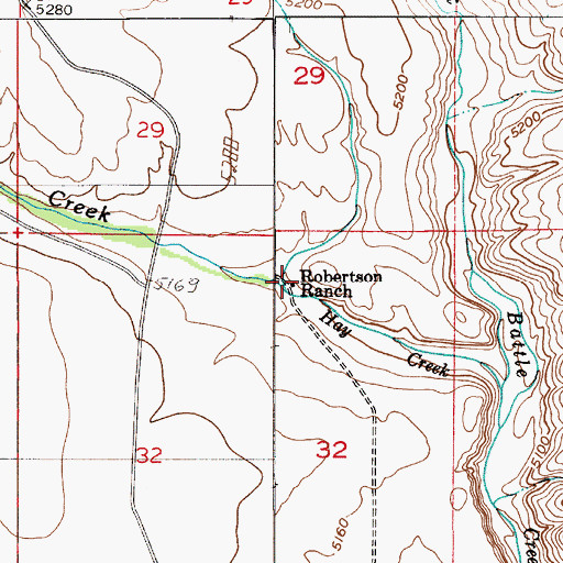 Topographic Map of Robertson Ranch, MT