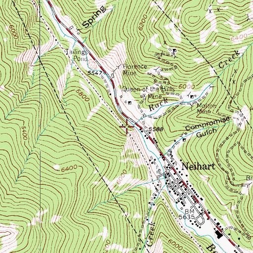 Topographic Map of Rock Creek, MT