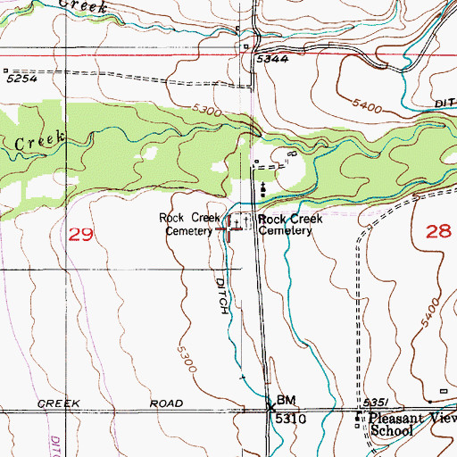 Topographic Map of Rock Creek Cemetery, MT