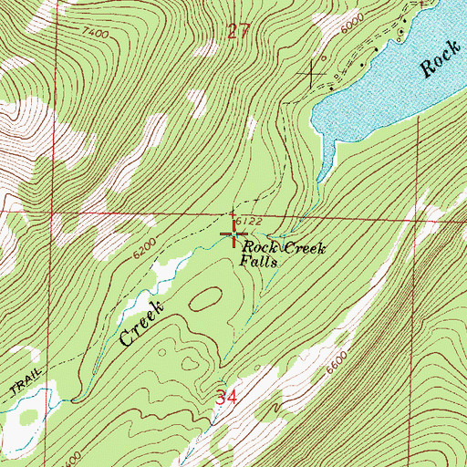 Topographic Map of Rock Creek Falls, MT