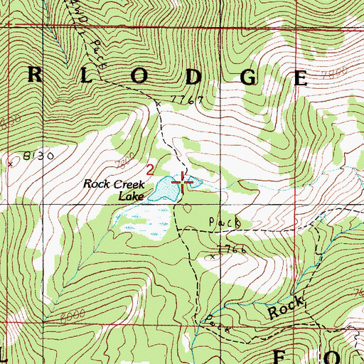 Topographic Map of Rock Creek Lake, MT