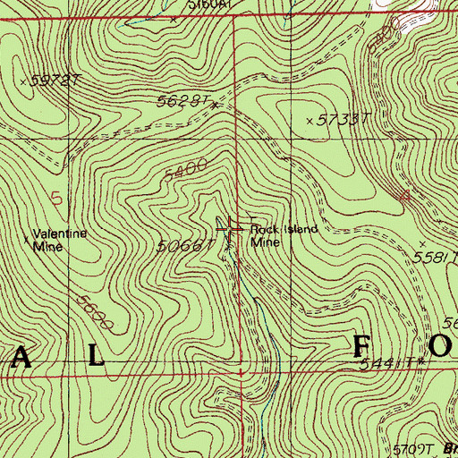 Topographic Map of Rock Island Mine, MT