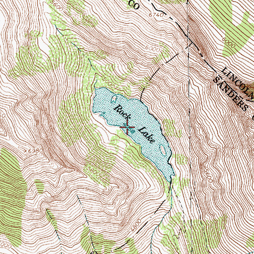 Topographic Map of Rock Lake, MT