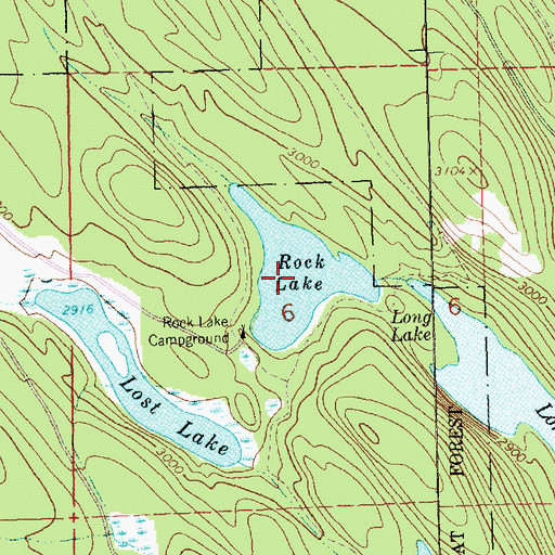 Topographic Map of Rock Lake, MT