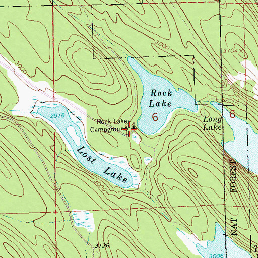 Topographic Map of Rock Lake Campground, MT