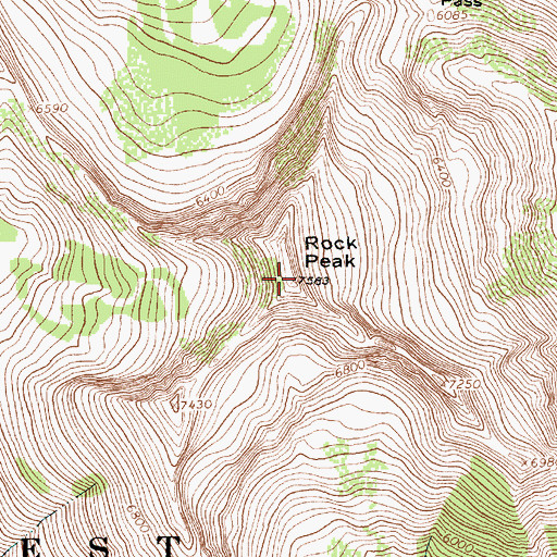 Topographic Map of Rock Peak, MT