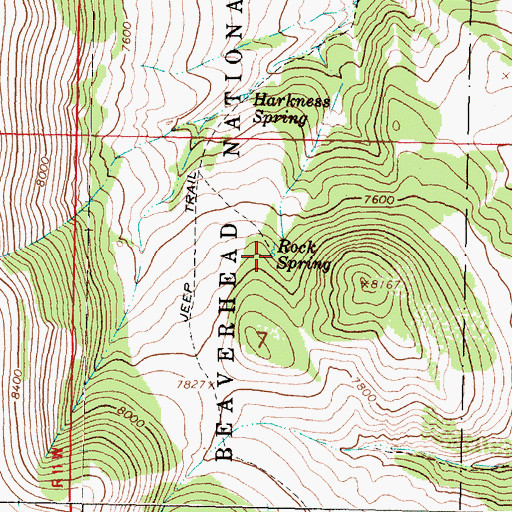 Topographic Map of Rock Spring, MT