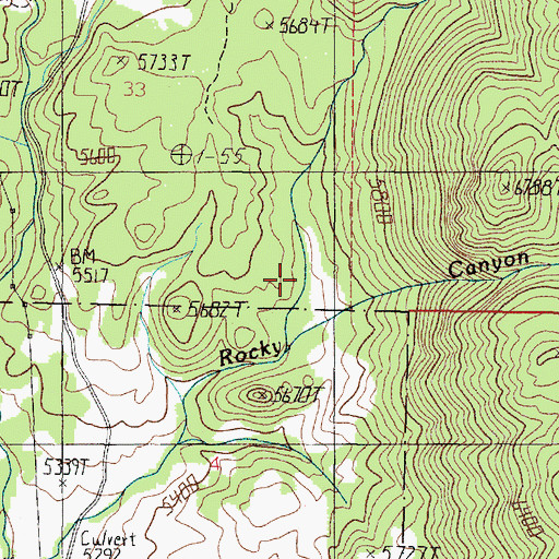 Topographic Map of Rocky Canyon Creek, MT