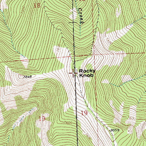 Topographic Map of Rocky Knob, MT