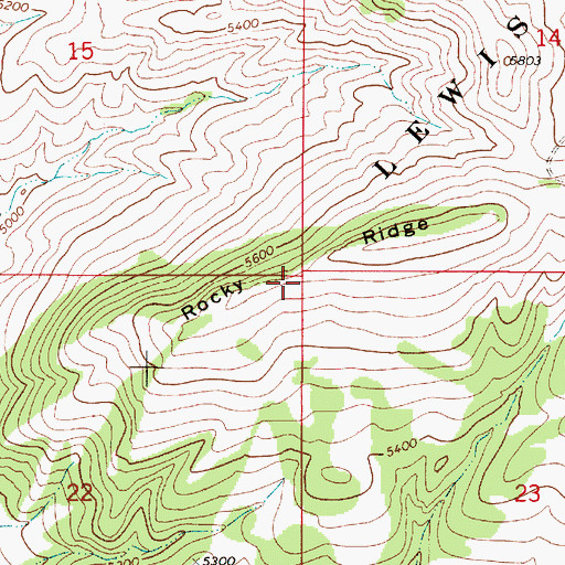 Topographic Map of Rocky Ridge, MT