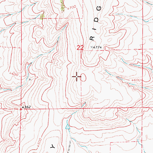 Topographic Map of Rocky Ridge, MT