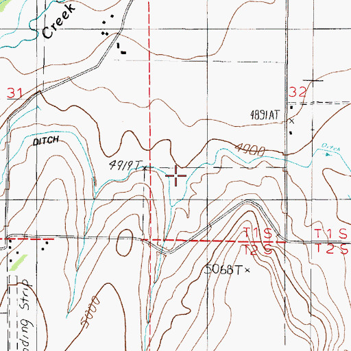 Topographic Map of Roebert and Warren Ditch, MT