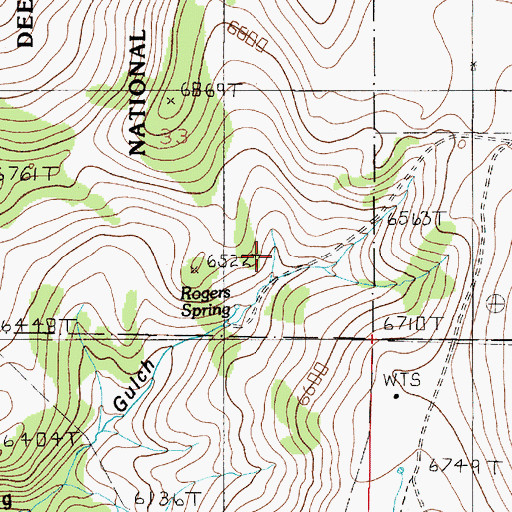 Topographic Map of Rogers Spring, MT