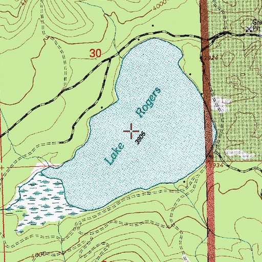 Topographic Map of Lake Rogers, MT