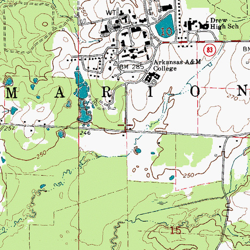 Topographic Map of Bowser (historical), AR