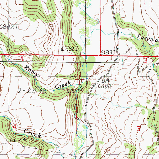 Topographic Map of Romy Creek, MT