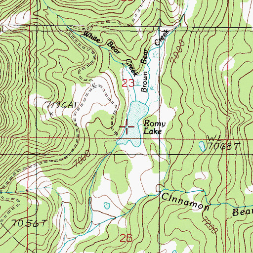 Topographic Map of Romy Lake, MT
