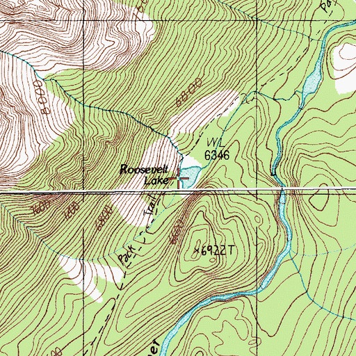 Topographic Map of Roosevelt Lake, MT