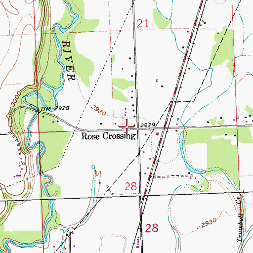 Topographic Map of Rose Crossing, MT